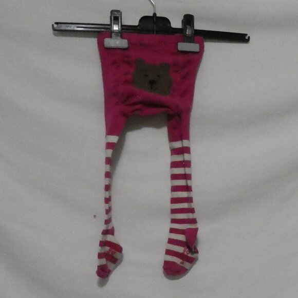 BABY GAP | 12-24 months | Pink and White Striped Tights | Brown Bear Back | GUC - Picture 2 of 15